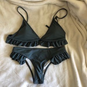 Blue ruffle bikini